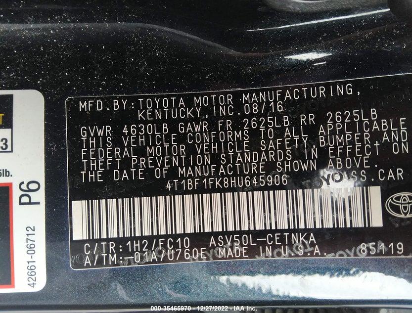 4T1BF1FK8HU645906