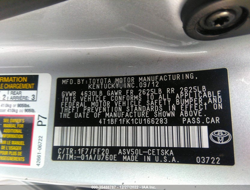 4T1BF1FK1CU166283