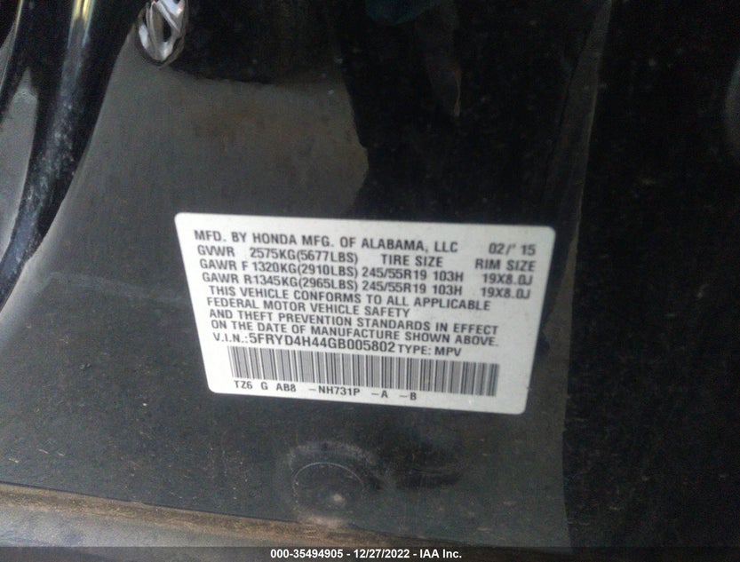 5FRYD4H44GB005802