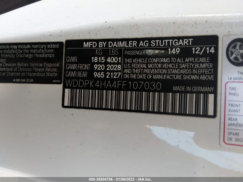 VIN WDDPK4HA4FF107030 2015 Mercedes-Benz SLK-Class,... no.9