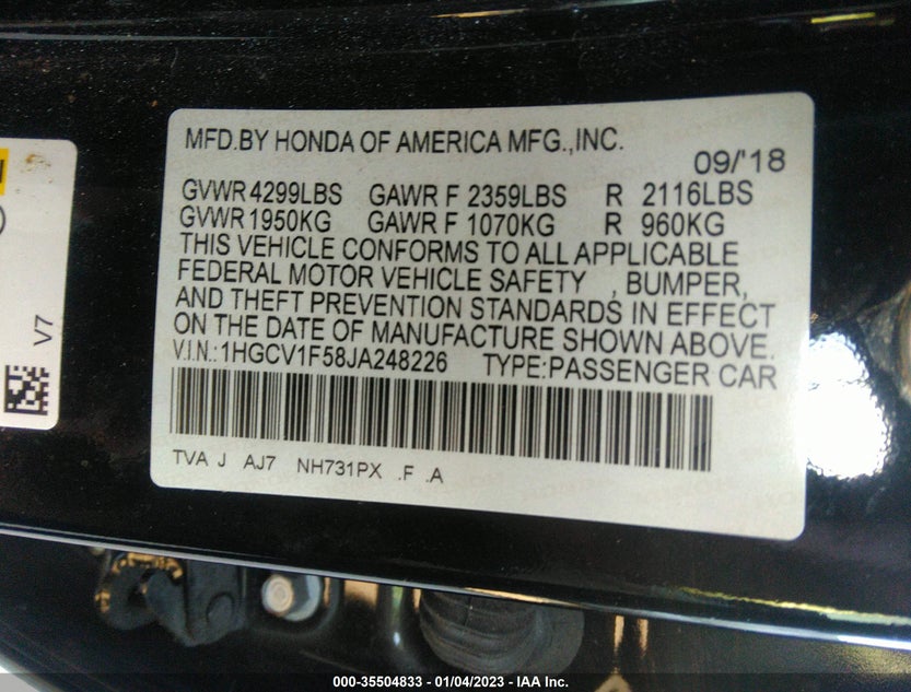 1HGCV1F58JA248226