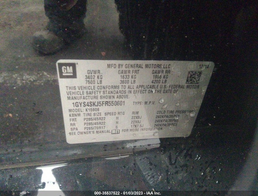 1GYS4SKJ5FR550601