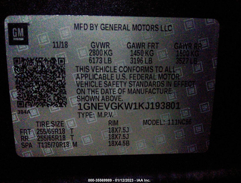 1GNEVGKW1KJ193801