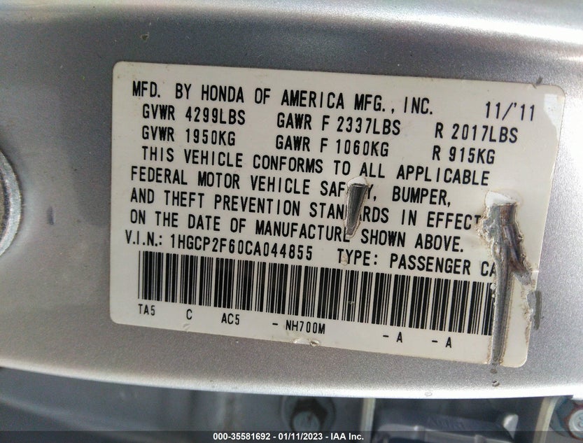 1HGCP2F60CA044855