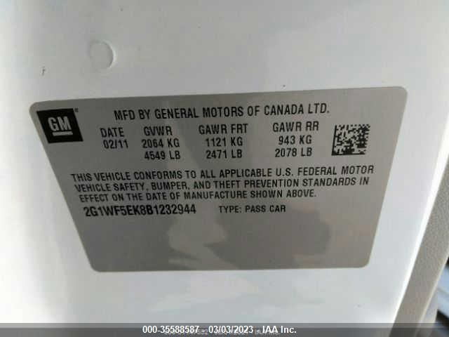 2G1WF5EK8B1232944 2011 Chevrolet Impala Ls