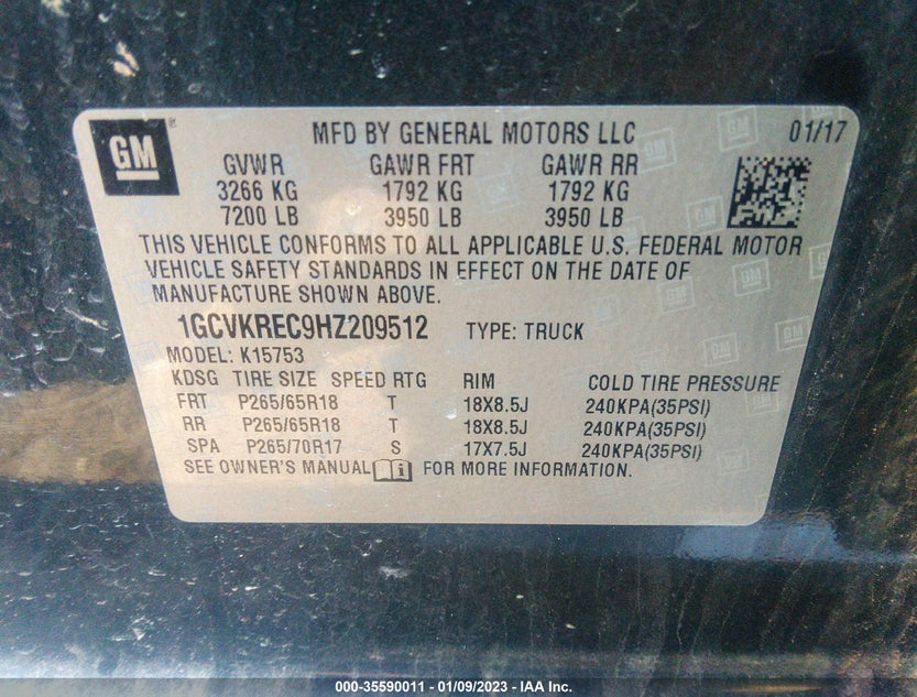 1GCVKREC9HZ209512