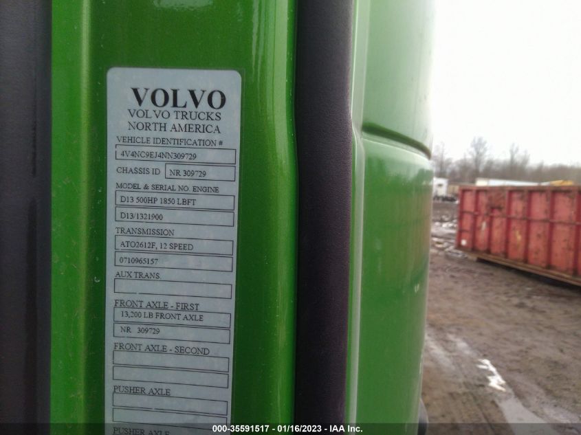 2022 Volvo Vnl VIN: 4V4NC9EJ4NN309729 Lot: 35591517