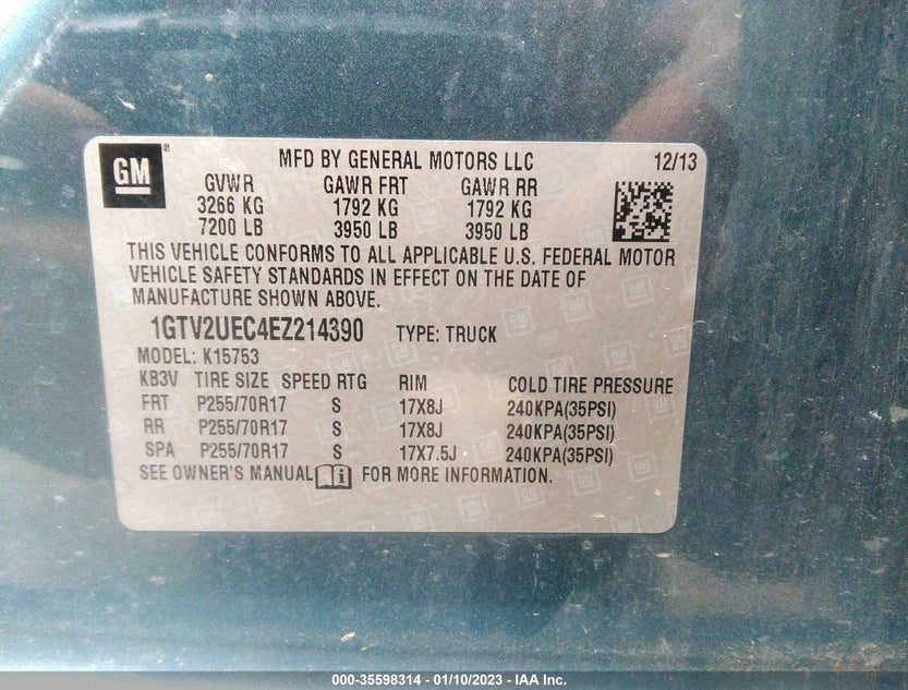 1GTV2UEC4EZ214390
