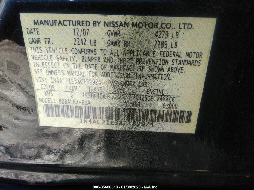 1N4AL21E38C189924 2008 Nissan Altima 2.5 S