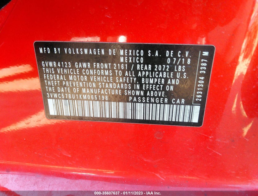 3VWC57BU1KM065198
