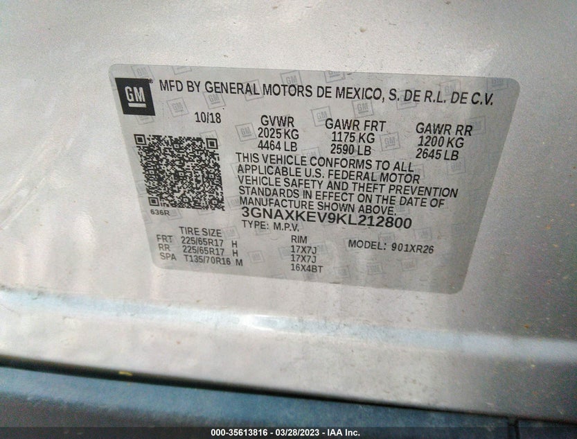 3GNAXKEV9KL212800