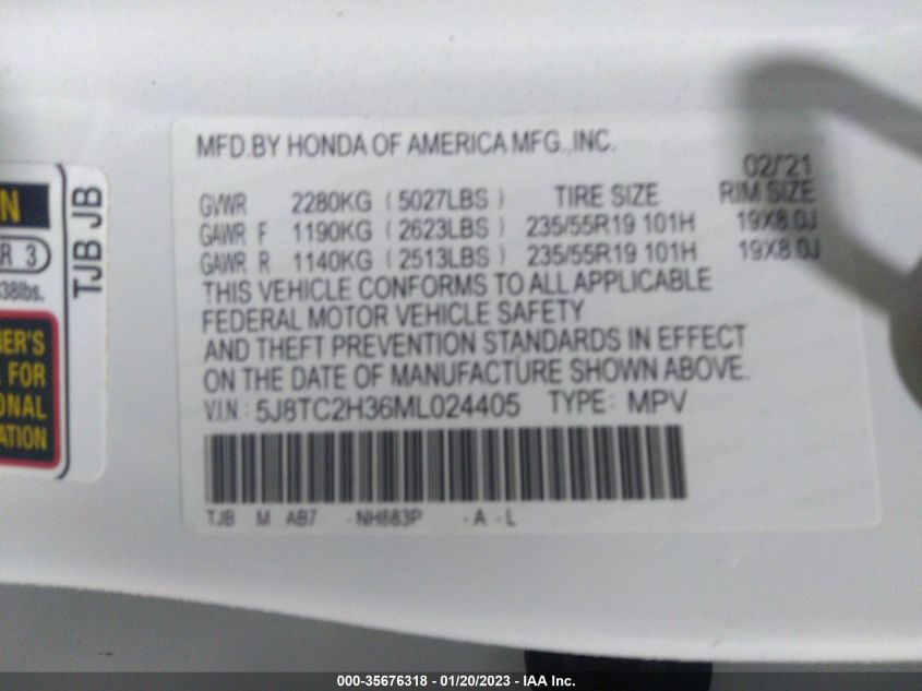 5J8TC2H36ML024405 2021 Acura Rdx Standard