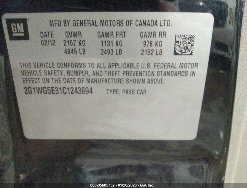 2G1WG5E31C1243694