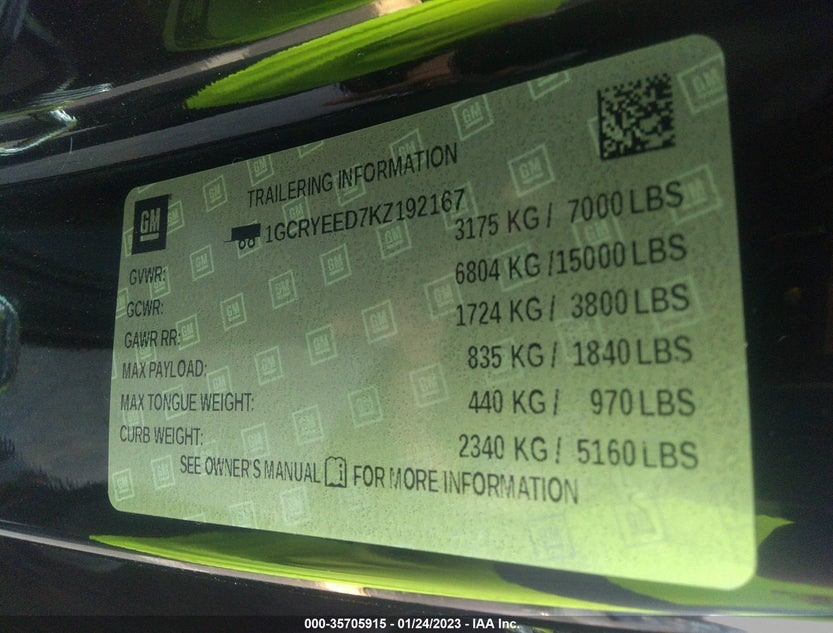1GCRYEED7KZ192167