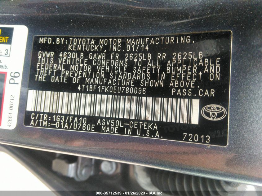 4T1BF1FK0EU780096 2014 Toyota Camry L