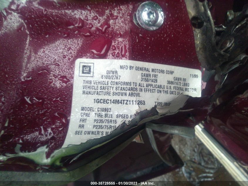 1996 Chevrolet Gmt-400 C1500 VIN: 1GCEC14M4TZ111263 Lot: 35728555