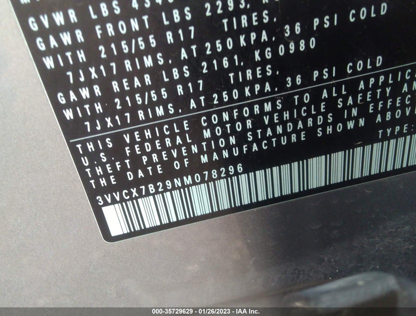 3VVCX7B29NM078296