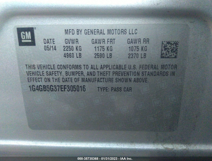 1G4GB5G37EF305016