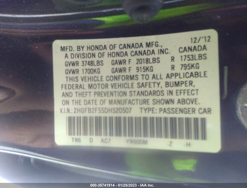 2HGFB2F55DH520507