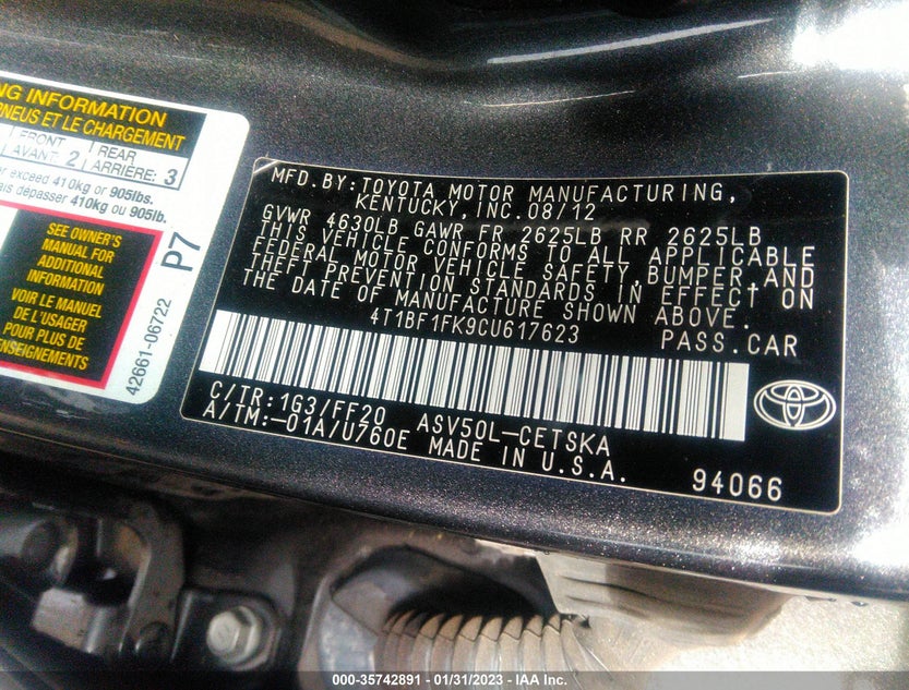 4T1BF1FK9CU617623