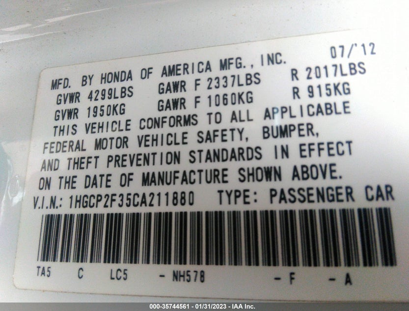 1HGCP2F35CA211880