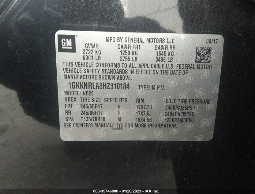 1GKKNRLA8HZ310184