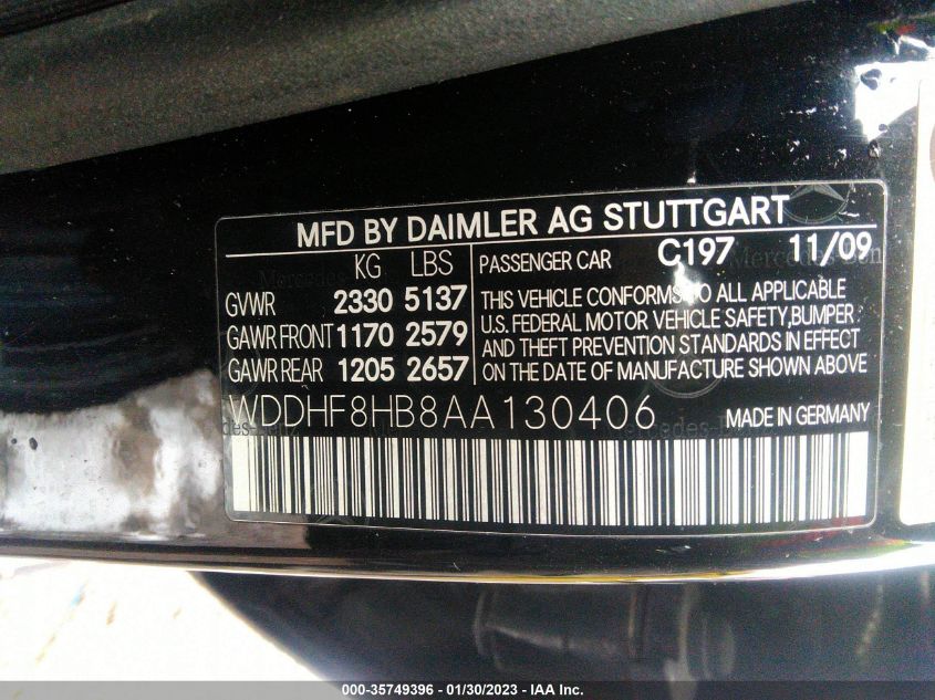 WDDHF8HB8AA130406 2010 Mercedes-Benz E 350 4Matic