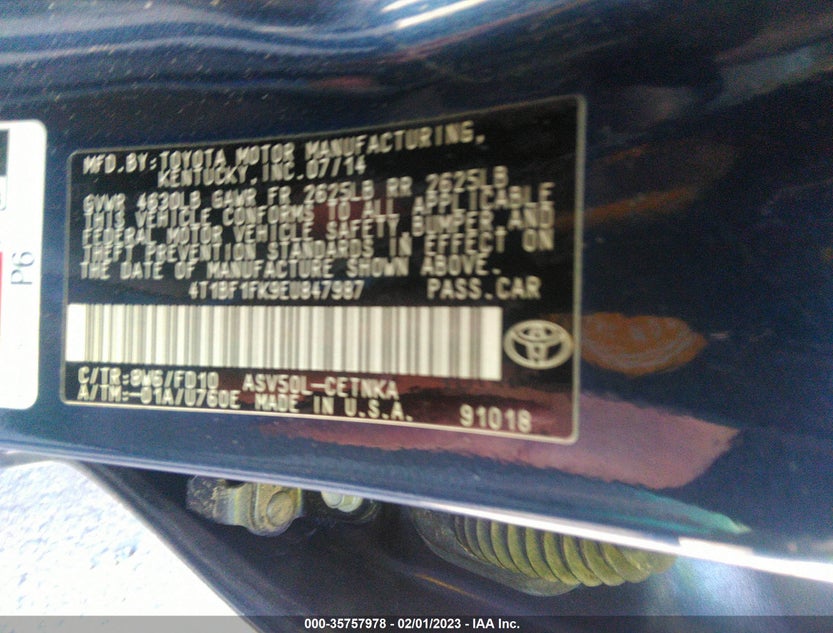 4T1BF1FK9EU847987
