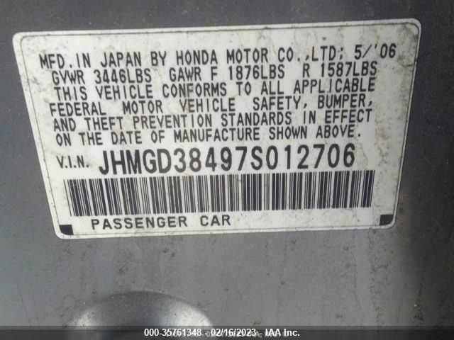 2007 Honda Fit VIN: JHMGD38497S012706 Lot: 35761348