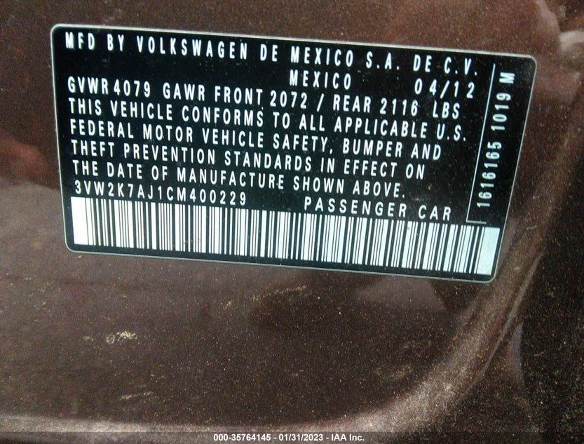 3VW2K7AJ1CM400229