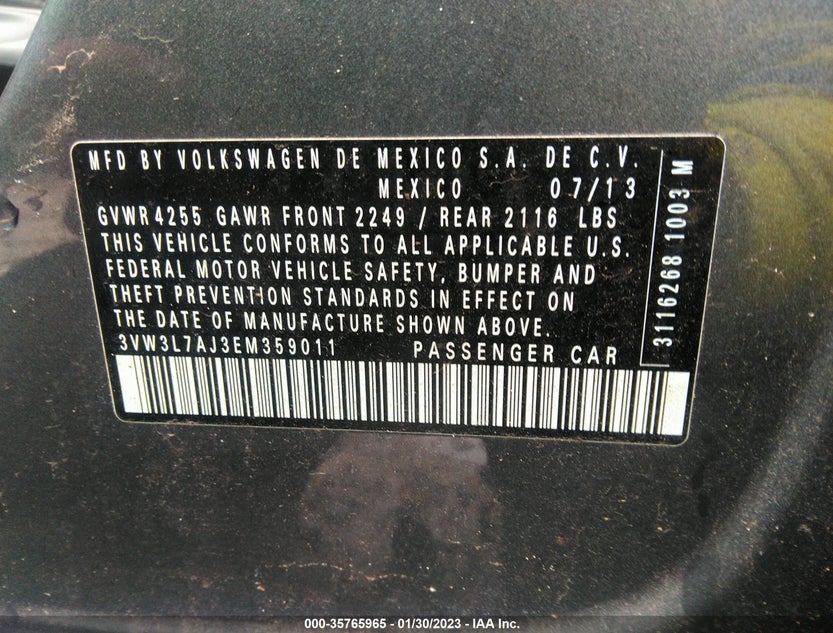 3VW3L7AJ3EM359011