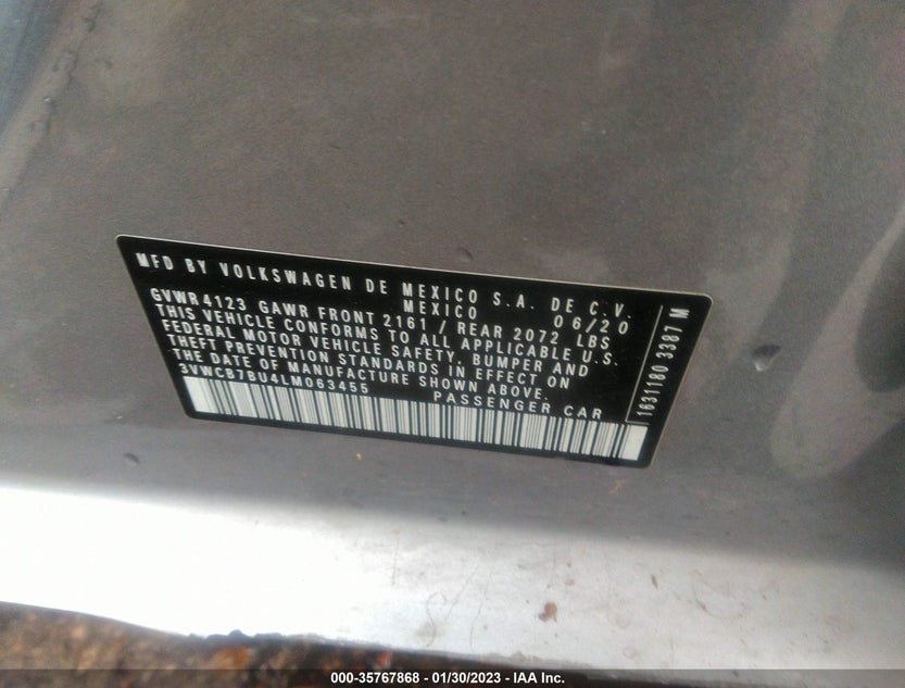 3VWCB7BU4LM063455