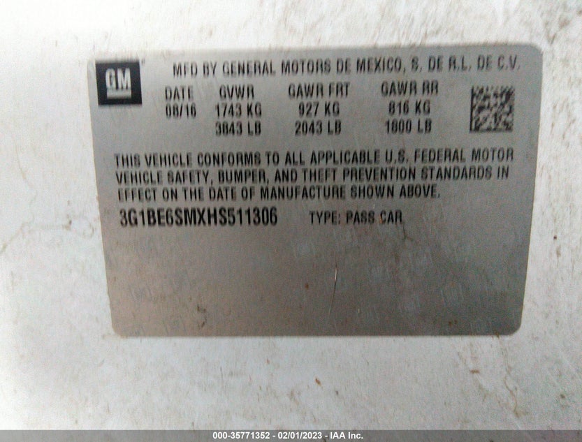 3G1BE6SMXHS511306