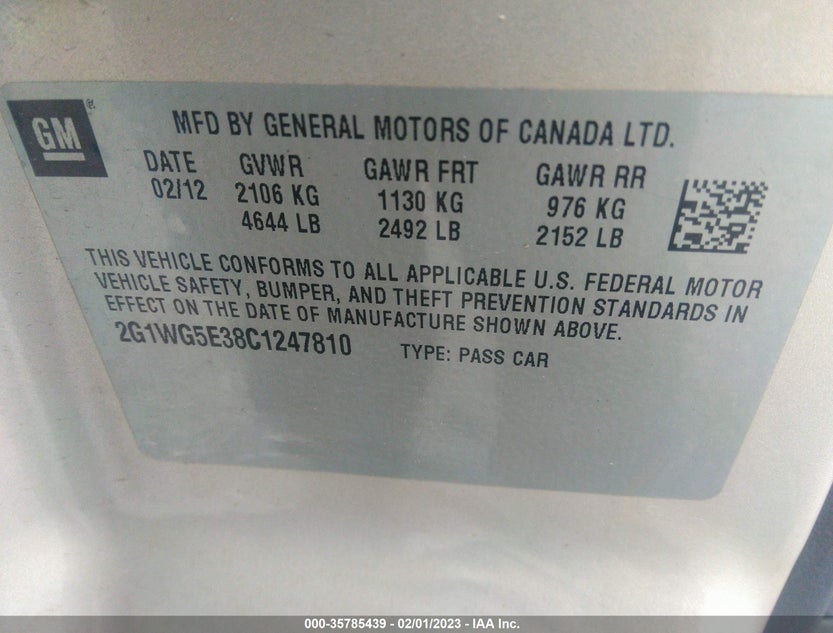 2G1WG5E38C1247810