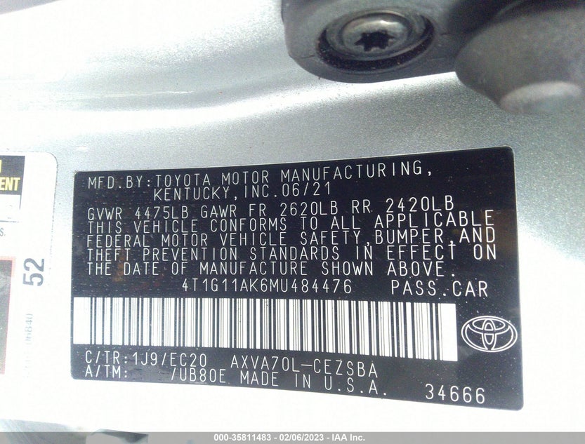 4T1G11AK6MU484476