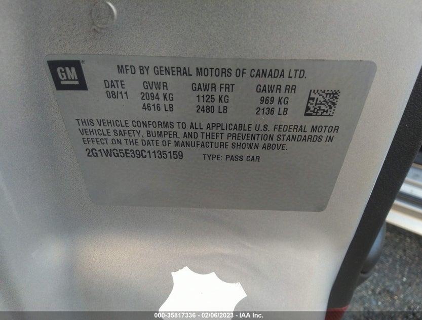 2G1WG5E39C1135159