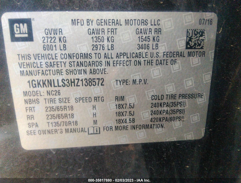 1GKKNLLS3HZ138572