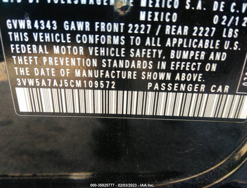 3VW5A7AJ5CM109572