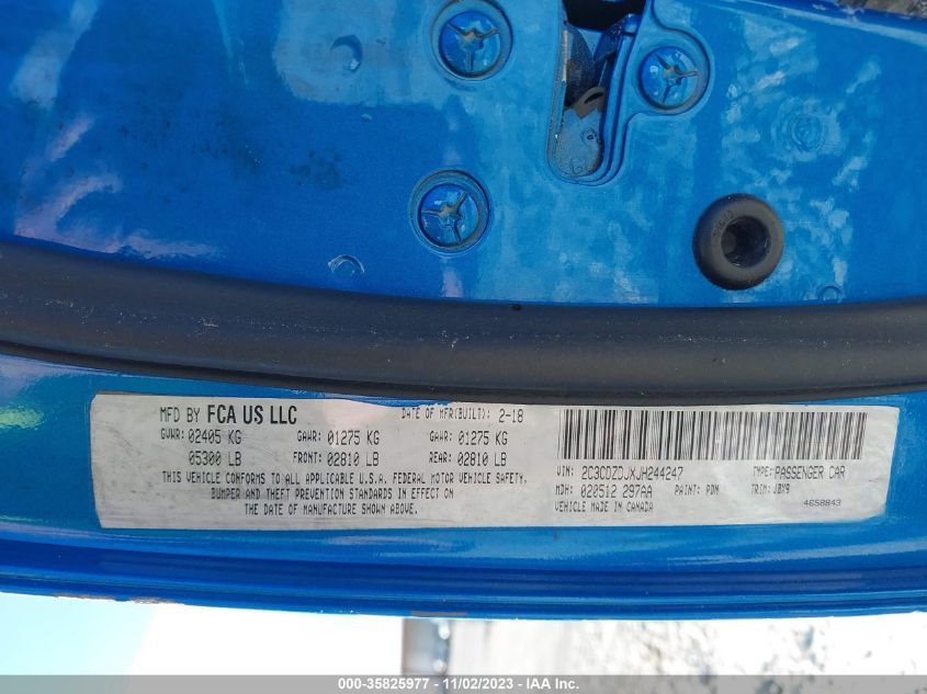 2018 Dodge Challenger Srt 392 VIN: 2C3CDZDJXJH244247 Lot: 35825977