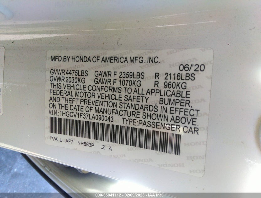 1HGCV1F37LA090043