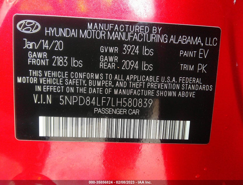 5NPD84LF7LH580839