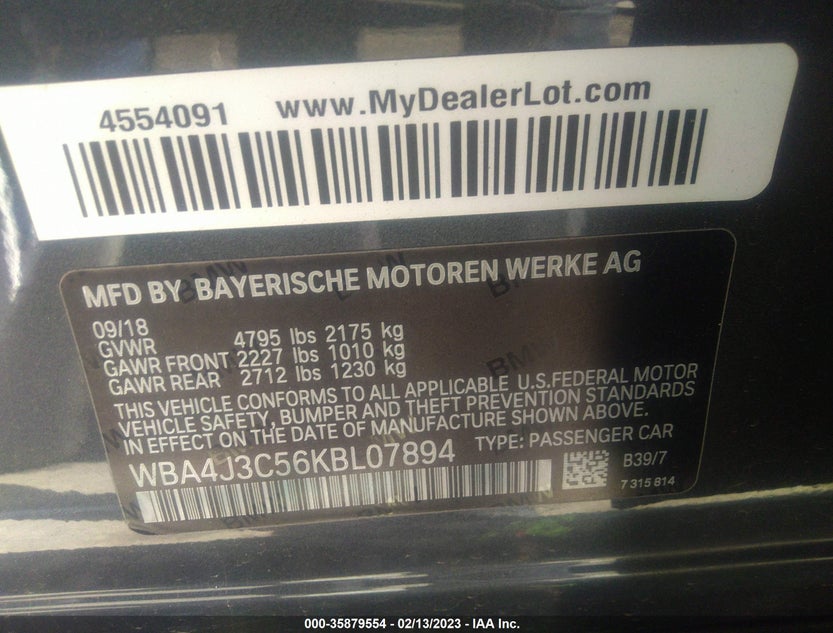 WBA4J3C56KBL07894