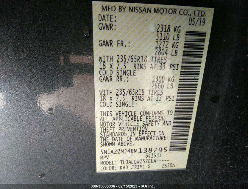 5N1AZ2MJ4KN138795