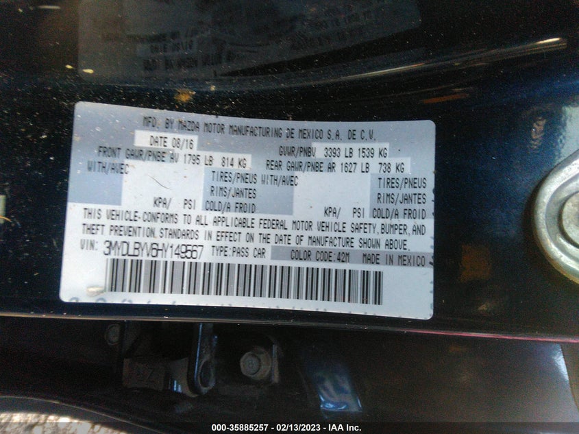 VIN 3MYDLBYV6HY149567 2017 TOYOTA YARIS IA