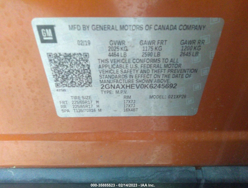 2GNAXHEV0K6245692