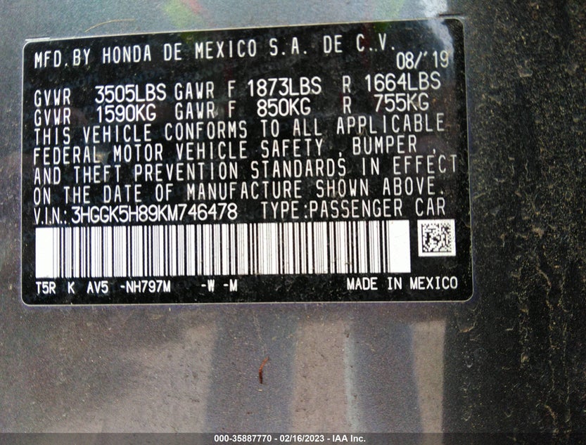 3HGGK5H89KM746478