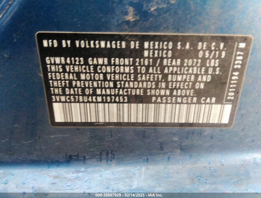 3VWC57BU4KM197453