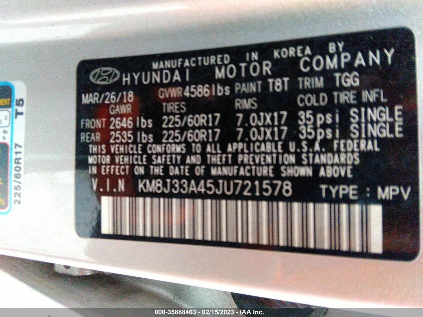 KM8J33A45JU721578 2018 Hyundai Tucson Sel