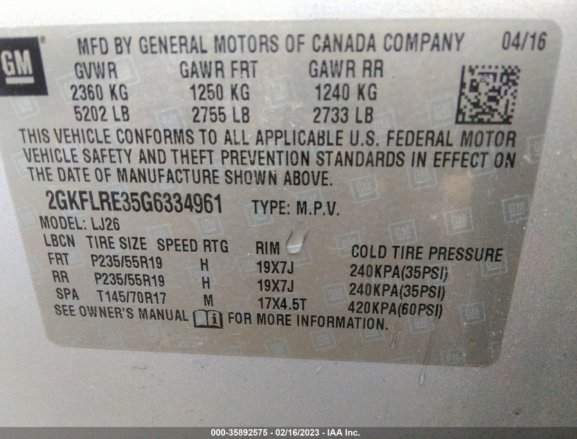 2GKFLRE35G6334961