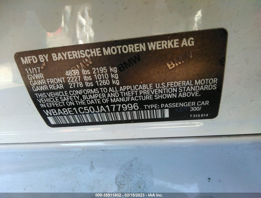 WBA8E1C50JA177996